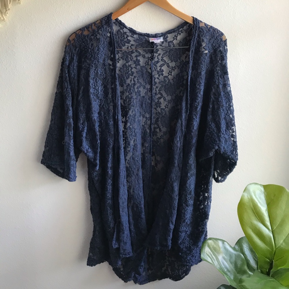 LuLaRoe Lace Kimono Blue Sz M